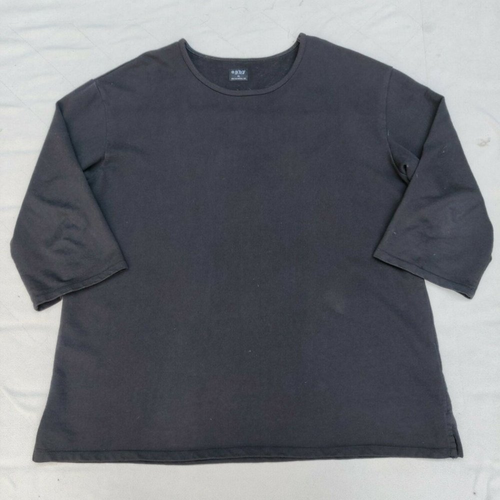 Esby 3/4 Sleeve Relaxed Fit Black Woven Cotton Shirt Women's Size XL